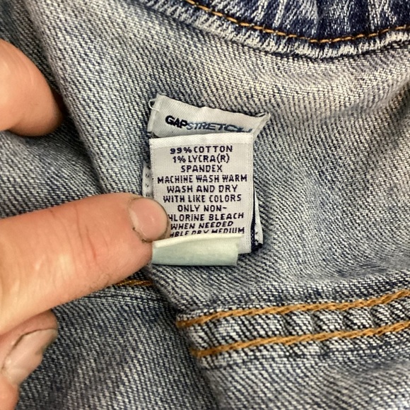 Gap Stretch Fitted Denim Jacket Medium Blue Button Front - Picture 7 of 7